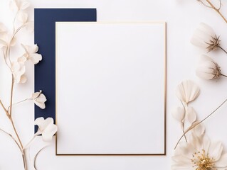 Elegant Formal Funeral Invitation Card Mock-Up Deep Navy and Gold Remembrance Mournful Grief Traditional