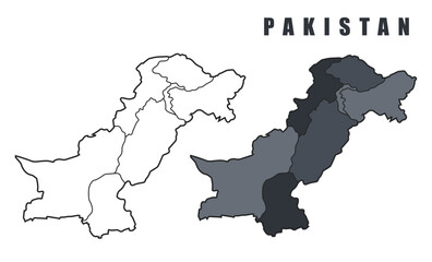 Obraz premium Pakistan country map simple flat outline vector illustration set