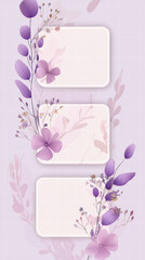 Floral Frame Composition: A delicate arrangement of lavender flowers and foliage elegantly frames three blank cards, ready for personal messages and artistic flourishes.