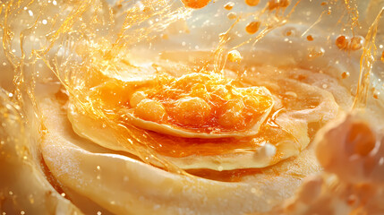 Surreal dreamy roti with condensed milk: a whimsical food photography. Dreamy Surrealism. Illustration