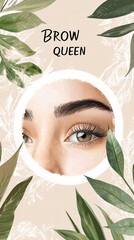 Brow Queen Portrait: An alluring close-up of beautifully sculpted eyebrows, framing a captivating gaze.