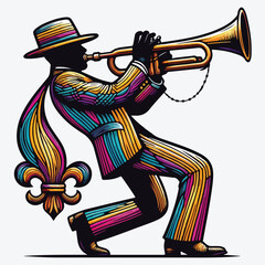 Second Line Fleur de Lis Trumpet Player stock illustration ©  Design Stock