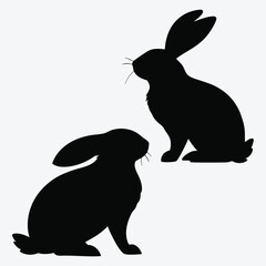 black silhouette of a rabbits