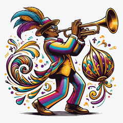 Second Line Fleur de Lis Trumpet Player stock illustration ©  Design Stock