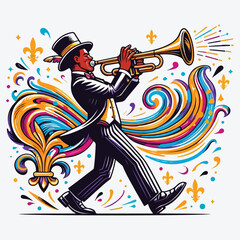 Second Line Fleur de Lis Trumpet Player stock illustration ©  Design Stock