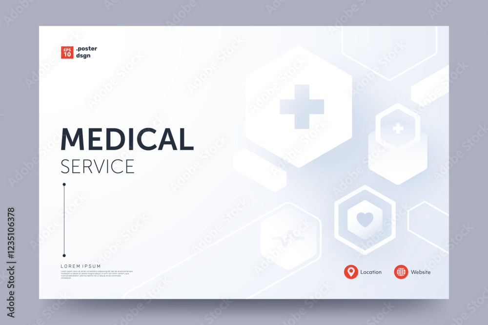 Poster medical and healthcare banner template. abstract white geometric background with space for your text
