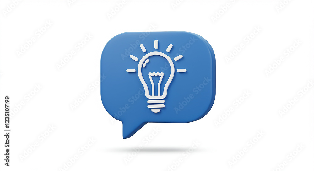 Poster lightbulb speech bubble icon with idea concept. 3d lightbulb speech bubble with technology idea. lig