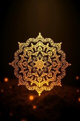 Golden mandala design on dark background