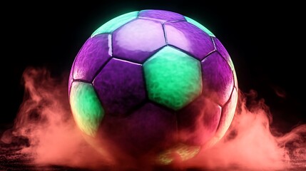 Vibrant Soccer Ball in Smoky Atmosphere