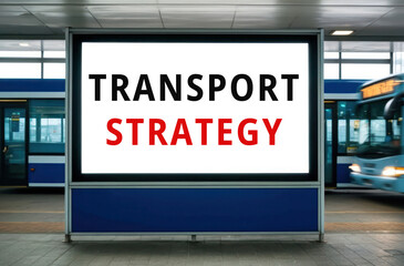 transport strategy text words phrase on a billboard