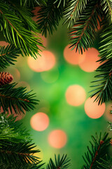 A close up of a pine tree branch with a pine cone on it