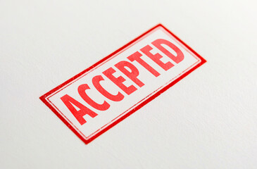 accepted text words phrase seal stamp on paper