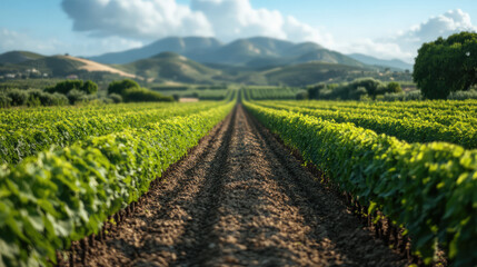 Rows of sunflowers stretching towards the horizon