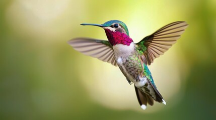 Obraz premium Close-Up of a Colorful Hummingbird in Mid-Flight