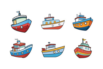 Cute Cartoon Boats Collection