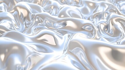 Fototapeta premium Abstract Silver Liquid Smooth Wavy Surface Texture