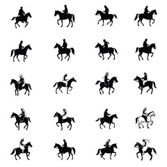 Arabic man riding horse vector silhouette illustration
