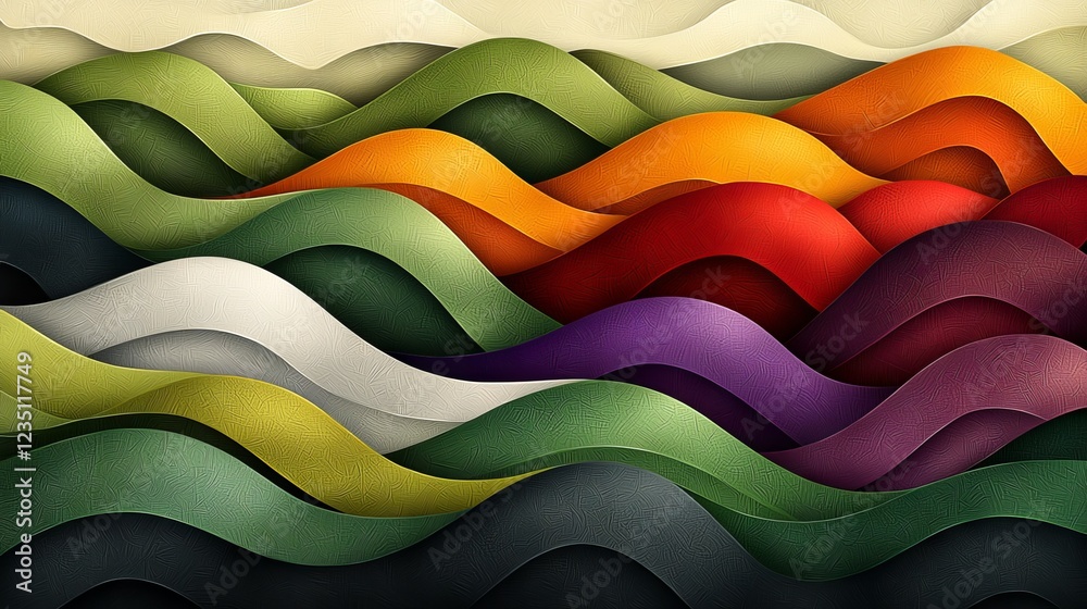 Poster The background image features multi-colored horizontal stripes with a dark zigzag pattern that appears rough