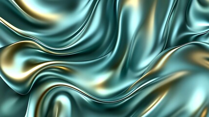 Obraz premium Abstract Teal and Gold Draped Fabric Texture