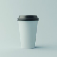 A plain takeaway coffee cup is placed on a simple background, showcasing its minimalistic design. Ideal for coffee shops and casual settings