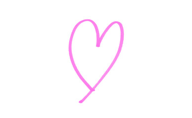 Hand-drawn pink marker heart, hand-drawn Valentine's Day Art, Hand-drawn heart symbol. heart icon isolated on a transparent background.	