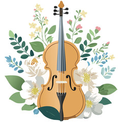 Art & Illustration - Violin with flowers vintage - Violino com flores