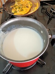Milk in a pan