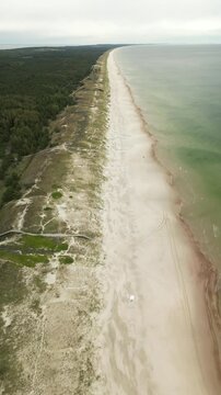Flight over a sandy beach