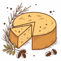 illustration of bread with butter