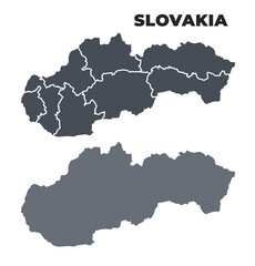 Slovakia grey political map simple flat illustration set