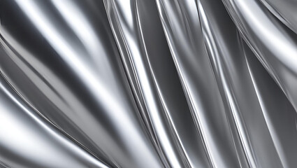 A highly polished, futuristic silver background with soft light reflections, ultra-realistic and clean design