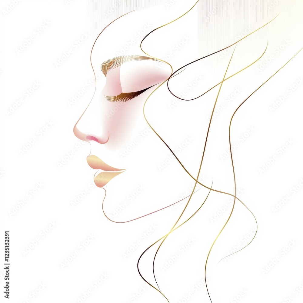 Aufkleber elegant silhouette of a womans face showcasing golden ratio lines for artistic expression. generativ