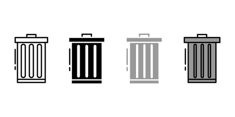 Trash bin icon. Garbage and waste symbol. Rubbish container sign. Trash can pictogram. Delete illustration.