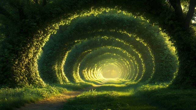 A long tunnel made of trees and vines
