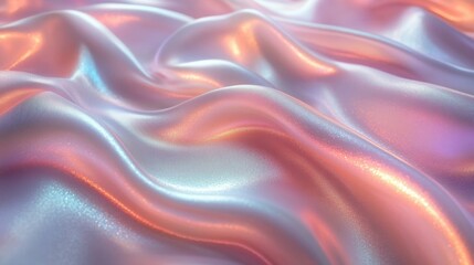 Obraz premium A close-up of iridescent, flowing fabric with soft waves and colors.