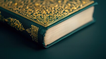 Richly Decorated Quran Cover with Gold Embossing Details