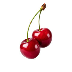 Cherry, fresh ripe fruit isolated on transparent background, close-up shot