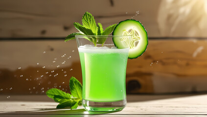 Refreshing Cucumber-Mint Sparkler With Ice And Fresh Garnish