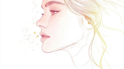 Silhouette of a womans face highlighted with golden ratio lines to explore beauty and proportion in art. Generative AI