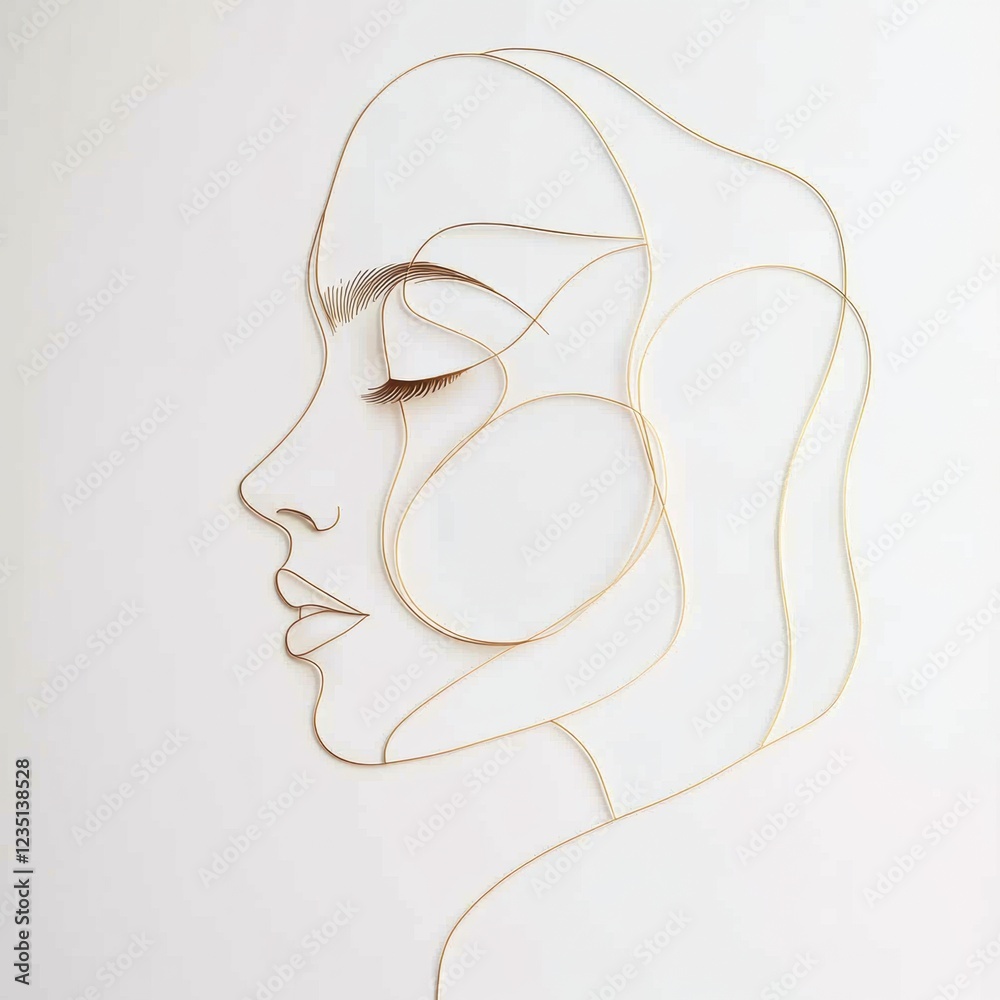 Poster silhouette of a womans face featuring golden ratio lines illustrating beauty and symmetry. generativ