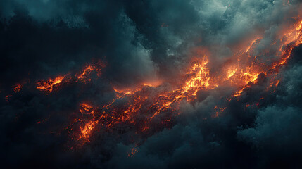 Dynamic Flames and Sparks on a Black Background &ndash; Fiery Energy Concept