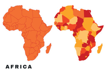 Africa map yellow regions political map outline vector