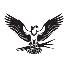 Osprey Bird Silhouette with Branch Vector Illustration