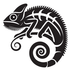 Tribal Style Chameleon Silhouette Vector Art Illustration