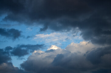 storm clouds in blue sky