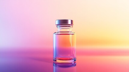 Photo of a vial on a soft background, symbolizing a medicine bottle, shot in a studio with high resolution