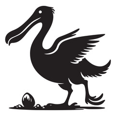 Fototapeta premium Pelican Silhouette with Egg Vector Illustration Art