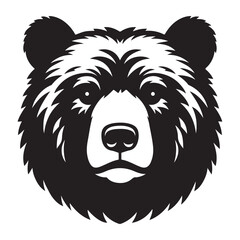 Classic Black Bear Silhouette Head Vector Illustration