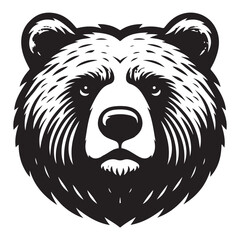 Stylish Black Bear Head Silhouette Vector Artwork