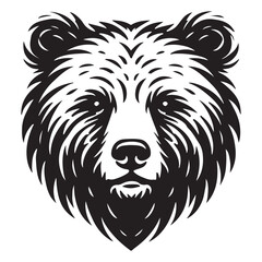Detailed Black Bear Head Silhouette Vector Illustration
